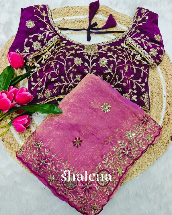 Grandiose_Pink_Fendy_Chiffon_Silk_Sequence_Embroidery_Work_Saree_With_Stitched_Blouse