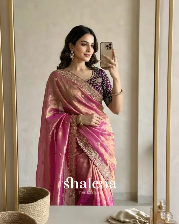 Grandiose_Pink_Fendy_Chiffon_Silk_Sequence_Embroidery_Work_Saree_With_Stitched_Blouse