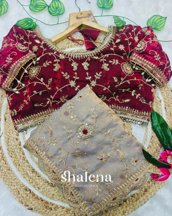 Blissful_Beige_Fendy_Silk_Sequence_Embroidery_Work_Saree_With_Stitched_Blouse