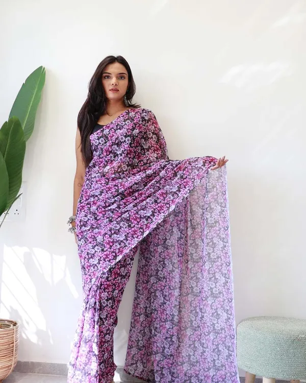 Light_Purple_Color_1-Minute_Ready_To_Wear_Georgette_Saree_With_Blouse_Piece