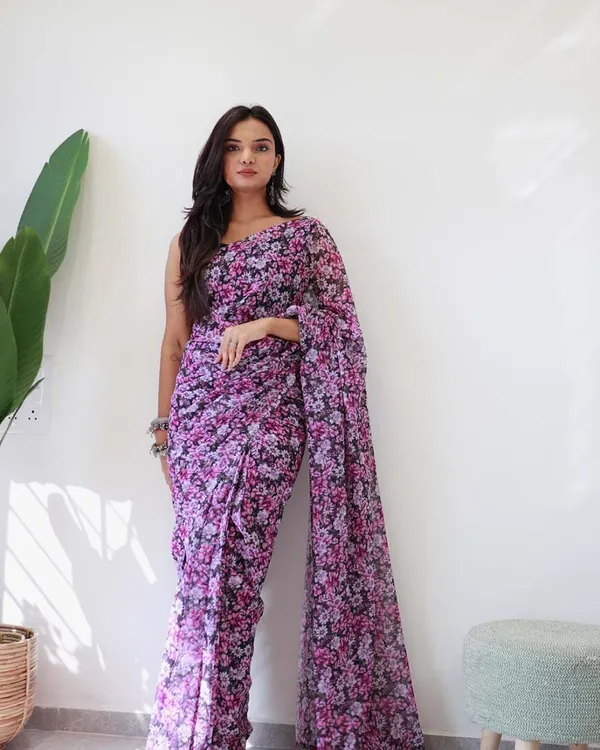 Light_Purple_Color_1-Minute_Ready_To_Wear_Georgette_Saree_With_Blouse_Piece