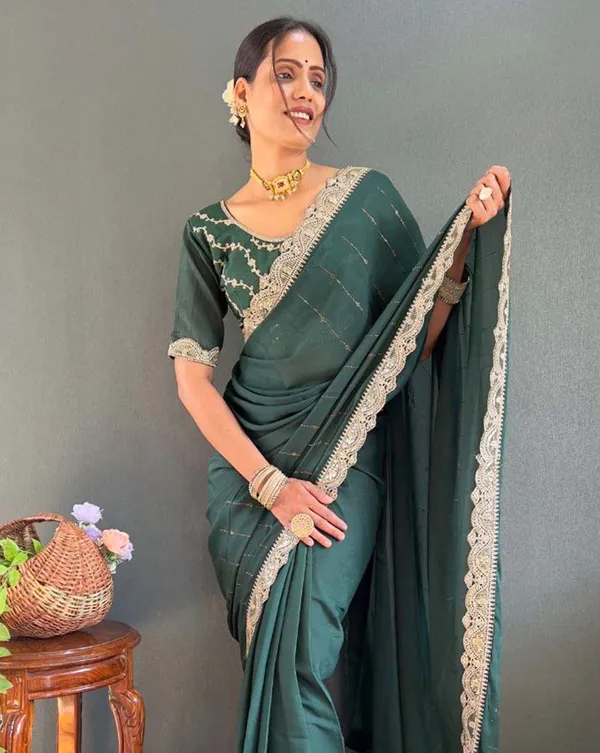 Green_Color_1_-_Minute_Ready_to_Wear_Star_Georgette_Silk_Saree_with_Unstitch_Blouse_Piece