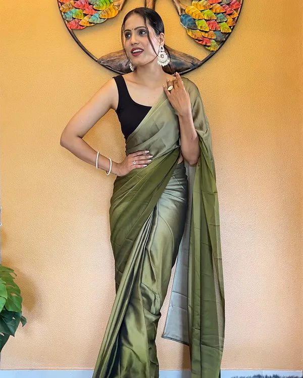 Mahendi_Color_1-Minute_Ready_To_Wear_Chiffon_Saree_With_Blouse_Piece