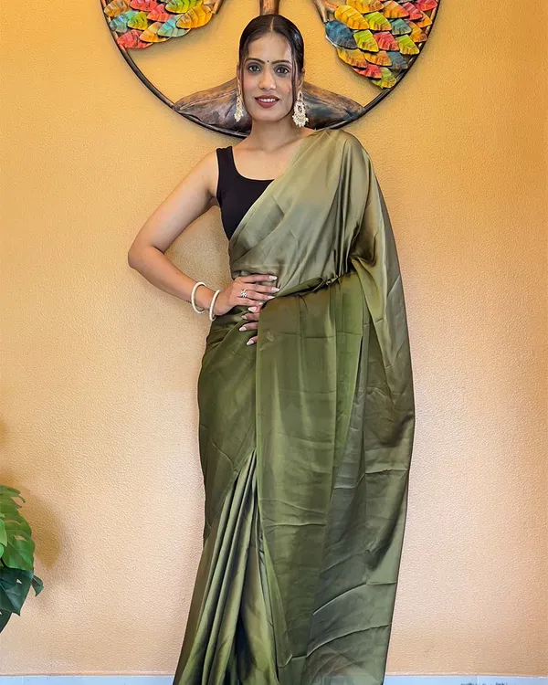Mahendi_Color_1-Minute_Ready_To_Wear_Chiffon_Saree_With_Blouse_Piece