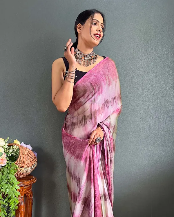 Multi_Color_1-Minute_Ready_To_Wear_Naylon_Saree_With_Blouse_Piece