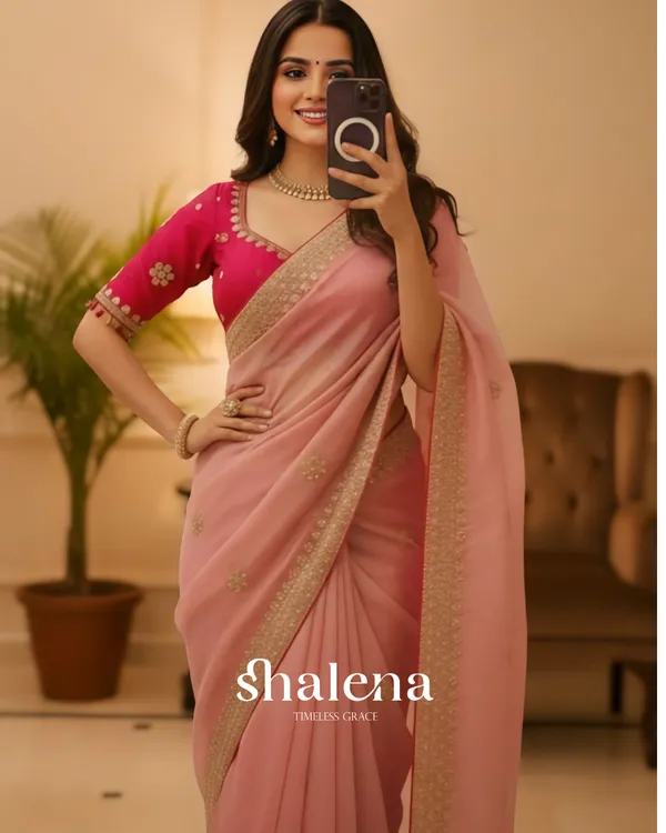 Denouement_Pink_Embroidery_Work_Jimmy_Choo_Silk_Saree_With_Marvellous_Full_Stitched_Blouse