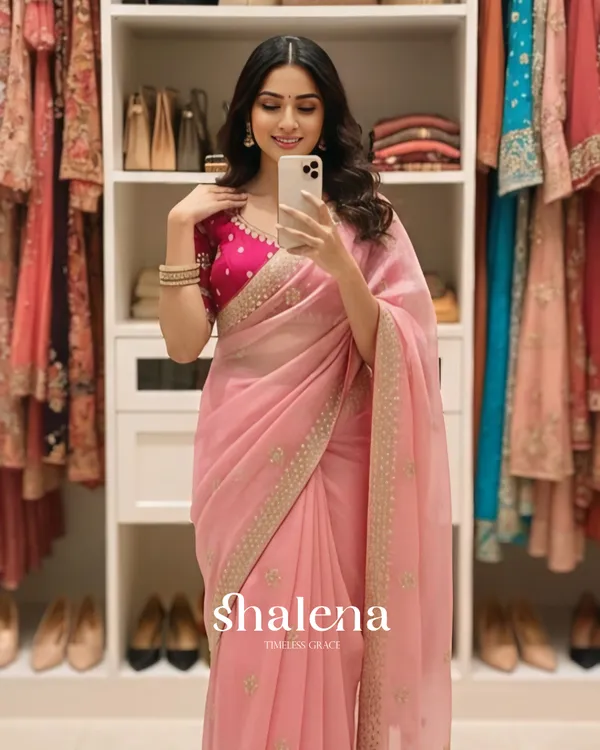 Denouement_Pink_Embroidery_Work_Jimmy_Choo_Silk_Saree_With_Marvellous_Full_Stitched_Blouse