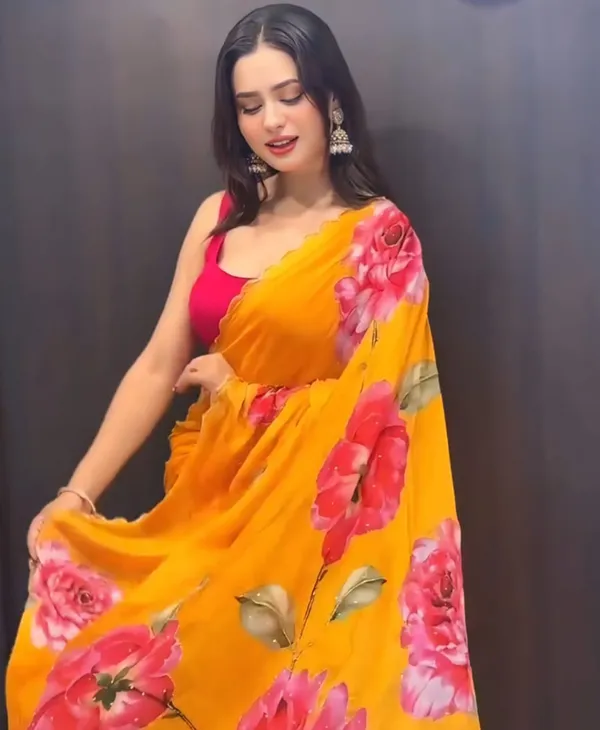 Yellow_Color_Georgette_1_-_Minute_Ready_to_Wear_Saree_with_Blouse_Piece