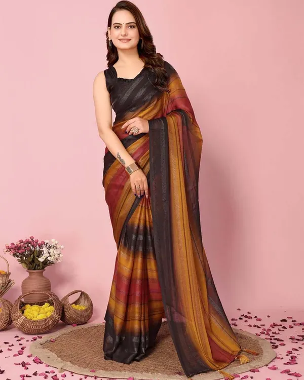 Orange_Color_1-Minute_Ready_To_Wear_Georgette__Saree_With_Blouse_Piece