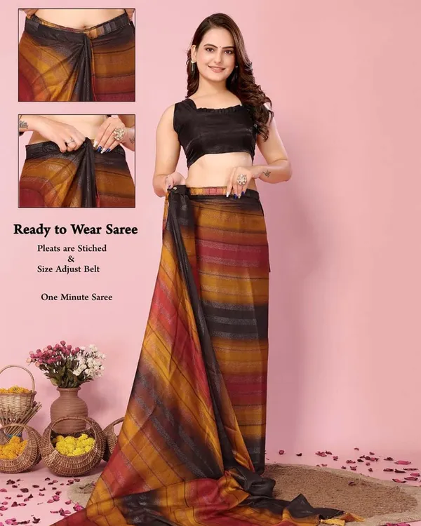 Orange_Color_1-Minute_Ready_To_Wear_Georgette__Saree_With_Blouse_Piece