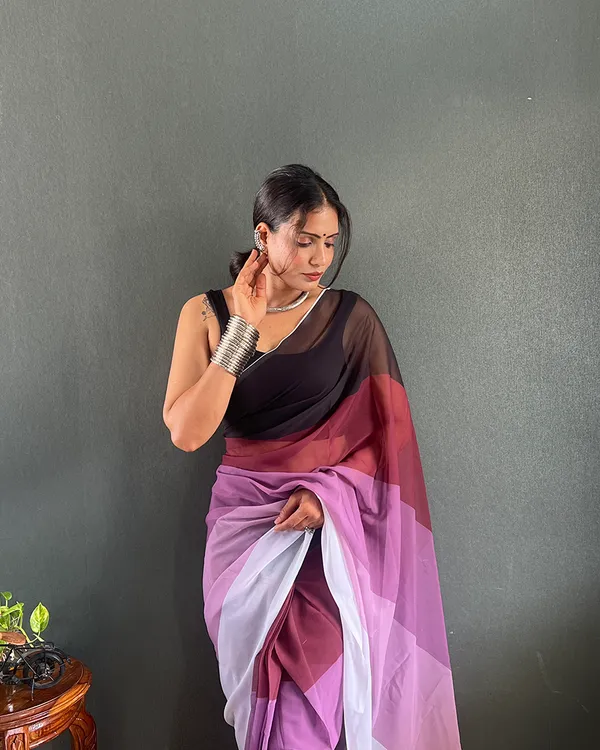 Dual__Color_1-Minute_Ready_To_Wear_Georgette_Saree_With_Blouse_Piece