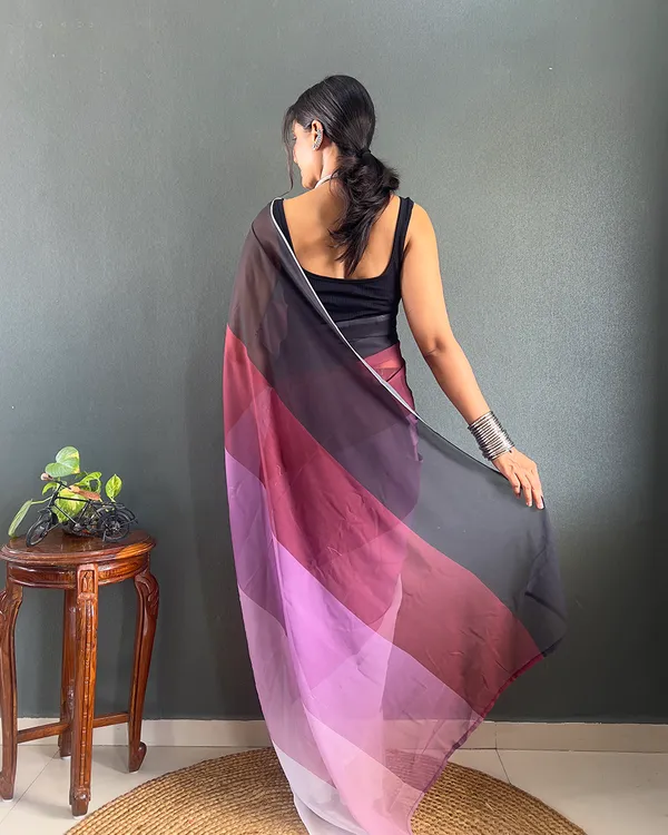Dual__Color_1-Minute_Ready_To_Wear_Georgette_Saree_With_Blouse_Piece