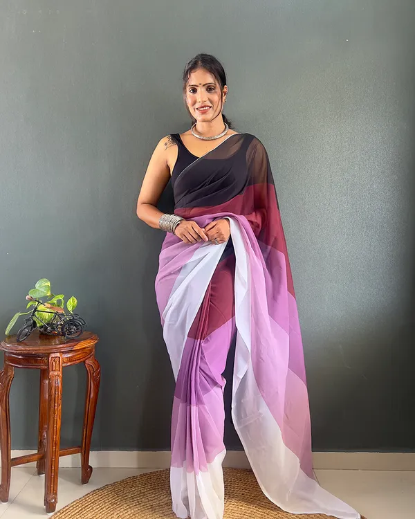 Dual__Color_1-Minute_Ready_To_Wear_Georgette_Saree_With_Blouse_Piece
