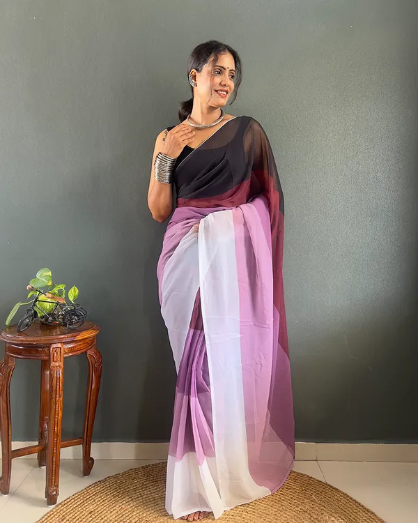Dual__Color_1-Minute_Ready_To_Wear_Georgette_Saree_With_Blouse_Piece