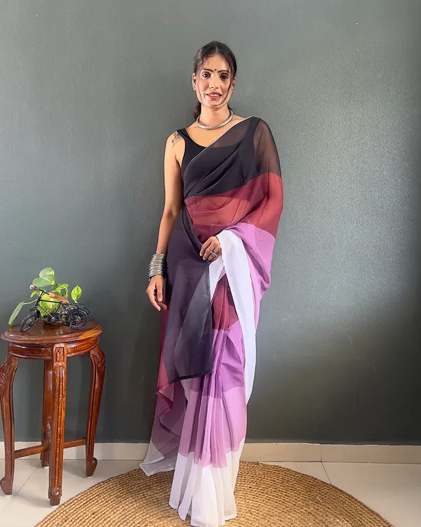 Dual__Color_1-Minute_Ready_To_Wear_Georgette_Saree_With_Blouse_Piece