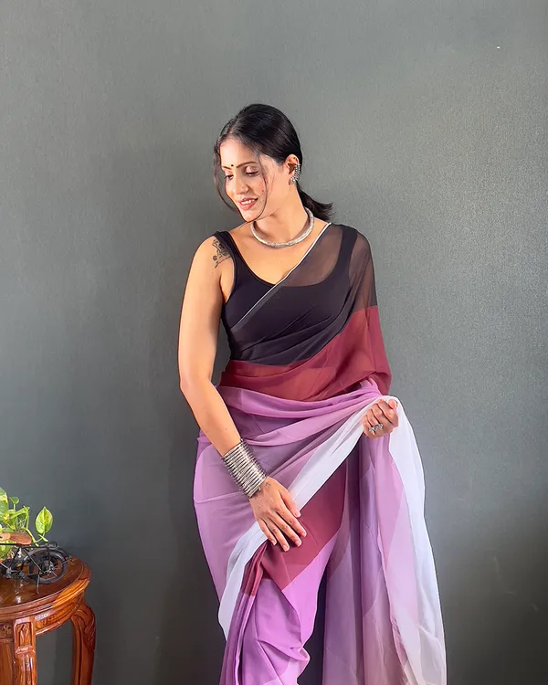 Dual__Color_1-Minute_Ready_To_Wear_Georgette_Saree_With_Blouse_Piece