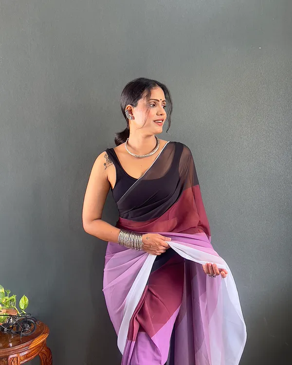 Dual__Color_1-Minute_Ready_To_Wear_Georgette_Saree_With_Blouse_Piece