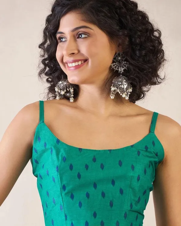 Bottle_Blue_Color_Mulmul_Cotton_1_-_Minute_Ready_to_Wear_Saree_with_Pocket_and_Blouse_Piece
