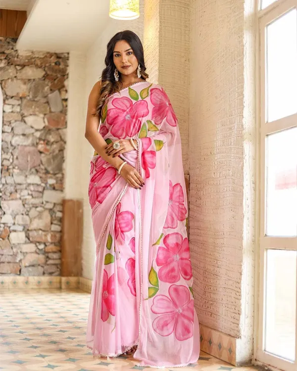 Calm_Pink_Color_1-Minute_Ready_to_Wear_Floral_Deisgn_Georgette_Saree_with_Blouse_Piece