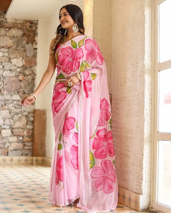 Calm_Pink_Color_1-Minute_Ready_to_Wear_Floral_Deisgn_Georgette_Saree_with_Blouse_Piece