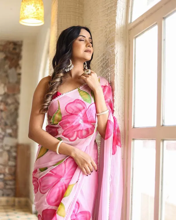 Calm_Pink_Color_1-Minute_Ready_to_Wear_Floral_Deisgn_Georgette_Saree_with_Blouse_Piece