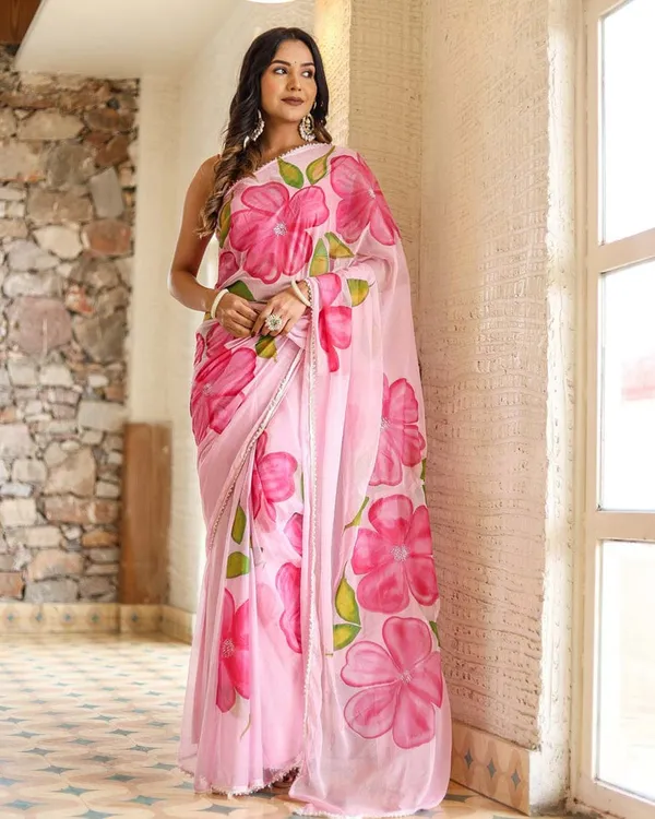 Calm_Pink_Color_1-Minute_Ready_to_Wear_Floral_Deisgn_Georgette_Saree_with_Blouse_Piece