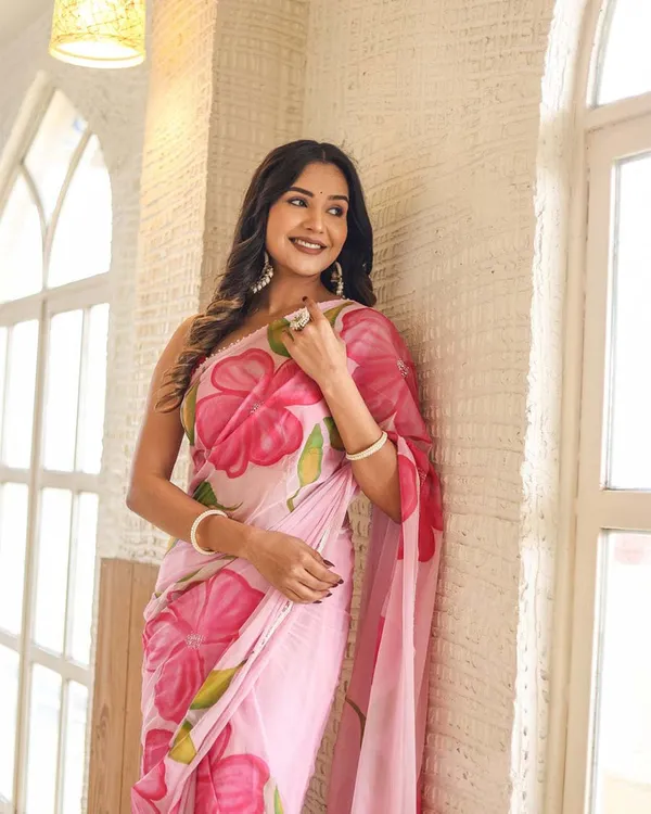 Calm_Pink_Color_1-Minute_Ready_to_Wear_Floral_Deisgn_Georgette_Saree_with_Blouse_Piece