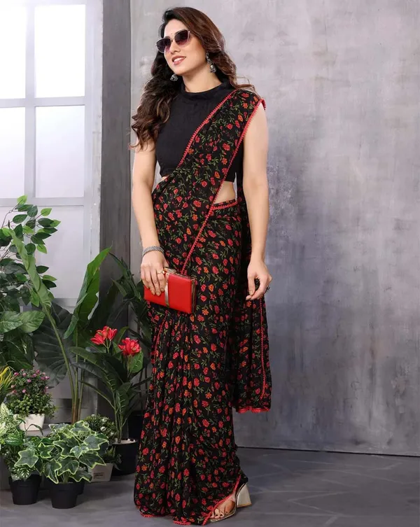 Dual_Color_1-Minute_Ready_To_Wear_Georgette_Saree_With_Blouse_Piece
