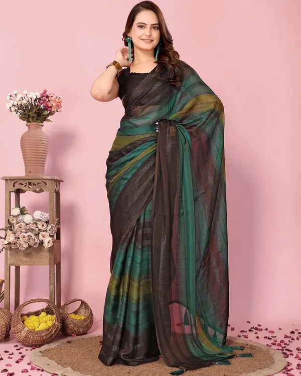 Green_Color_1-Minute_Ready_To_Wear_Georgette__Saree_With_Blouse_Piece