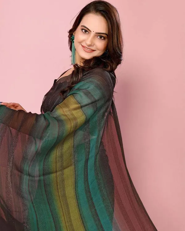 Green_Color_1-Minute_Ready_To_Wear_Georgette__Saree_With_Blouse_Piece