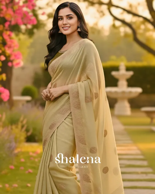 Ineffable_Beige_Fancy_Silk_Embroidery_Work_Saree_With_Stitched_Blouse