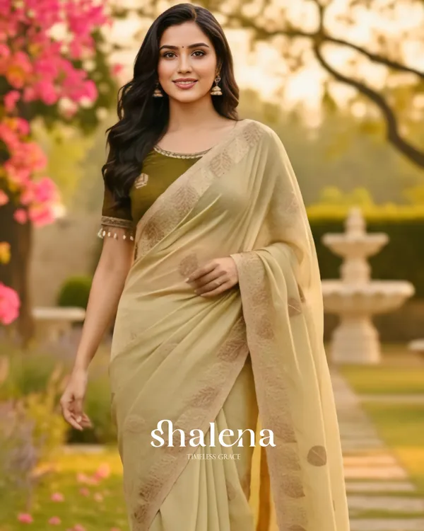 Ineffable_Beige_Fancy_Silk_Embroidery_Work_Saree_With_Stitched_Blouse