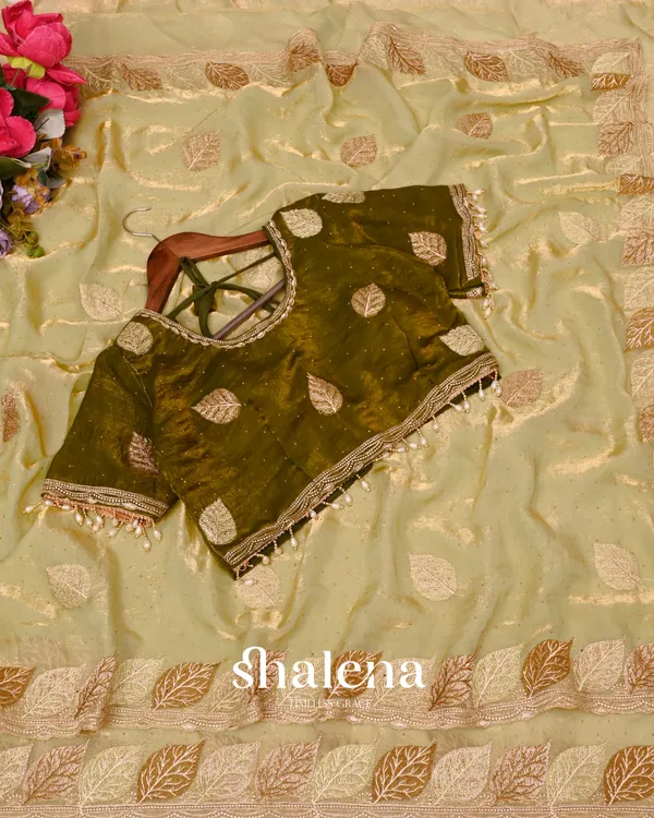 Ineffable_Beige_Fancy_Silk_Embroidery_Work_Saree_With_Stitched_Blouse