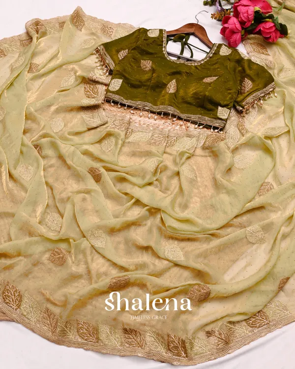 Ineffable_Beige_Fancy_Silk_Embroidery_Work_Saree_With_Stitched_Blouse