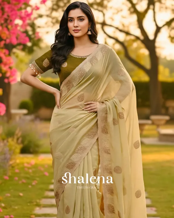 Ineffable_Beige_Fancy_Silk_Embroidery_Work_Saree_With_Stitched_Blouse