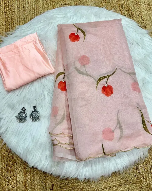 Light_Orange_Color_1-Minute_Ready_To_Wear_Organza_Silk_Saree_with_Moti_Embroidery_Work_&_Stitched_Blouse