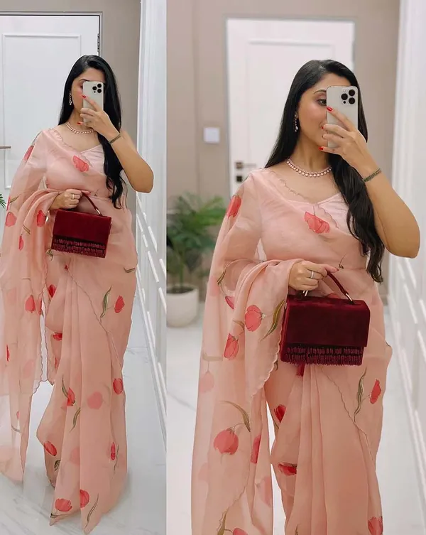 Light_Orange_Color_1-Minute_Ready_To_Wear_Organza_Silk_Saree_with_Moti_Embroidery_Work_&_Stitched_Blouse