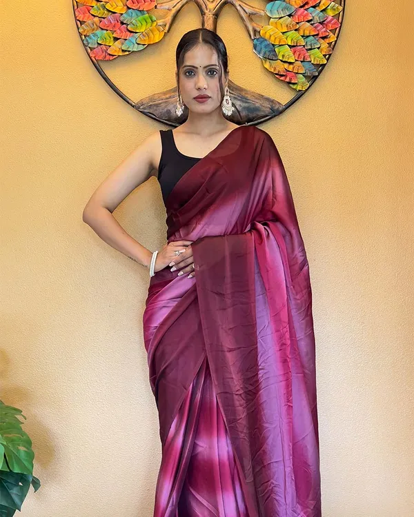 Wine_Color_1-Minute_Ready_To_Wear_Georgette_Saree_With_Blouse_Piece