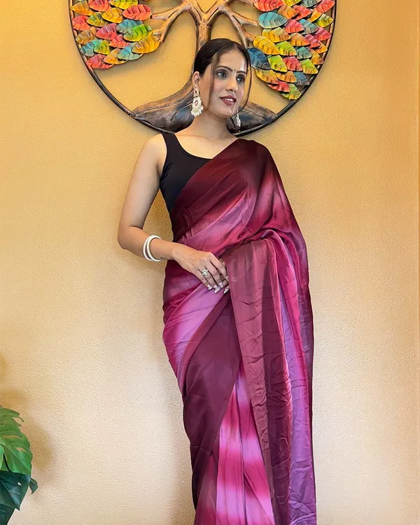 Wine_Color_1-Minute_Ready_To_Wear_Georgette_Saree_With_Blouse_Piece