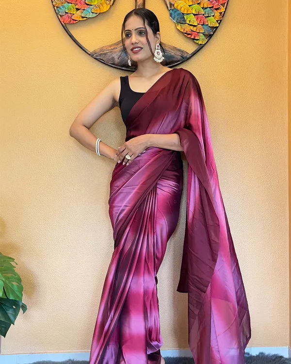 Wine_Color_1-Minute_Ready_To_Wear_Georgette_Saree_With_Blouse_Piece