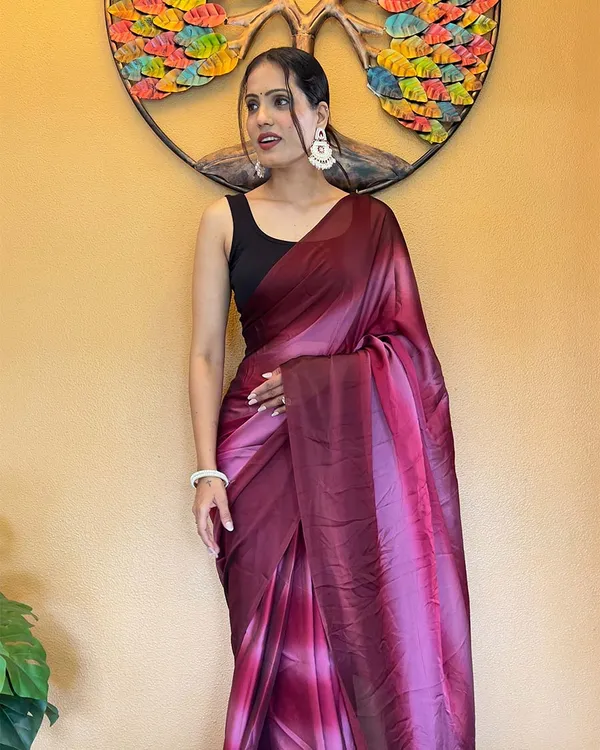 Wine_Color_1-Minute_Ready_To_Wear_Georgette_Saree_With_Blouse_Piece
