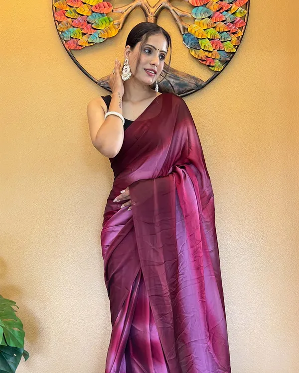 Wine_Color_1-Minute_Ready_To_Wear_Georgette_Saree_With_Blouse_Piece