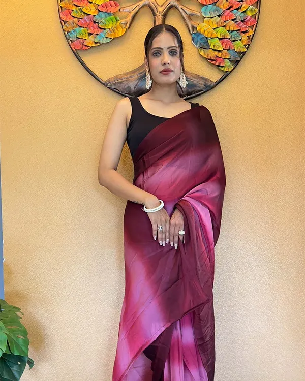 Wine_Color_1-Minute_Ready_To_Wear_Georgette_Saree_With_Blouse_Piece