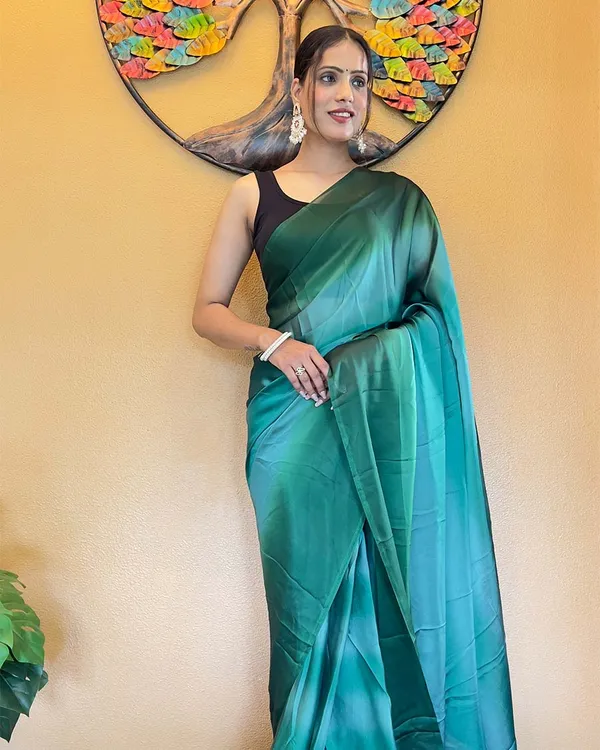Bottle_Green_Color_1-Minute_Ready_To_Wear_Georgette_Saree_With_Blouse_Piece