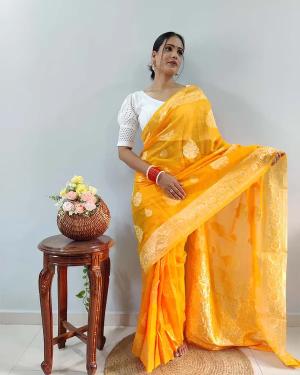 Yellow_Color_1-Minute_Ready_To_Wear_Georgette_Saree_With_Blouse_Piece