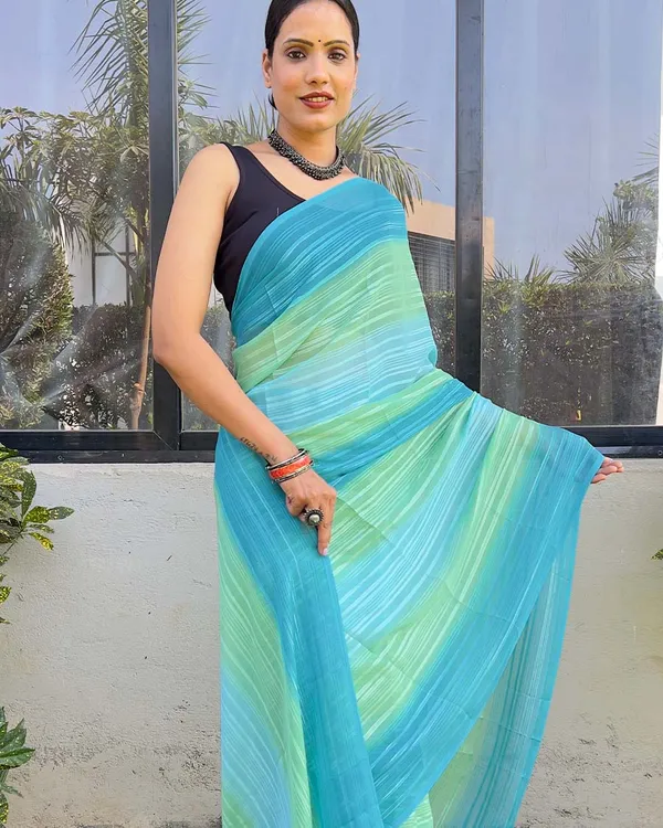 SKY_Blue_color_1-Minute_Ready_To_Wear_Naylon_Saree_With_Blouse_Piece
