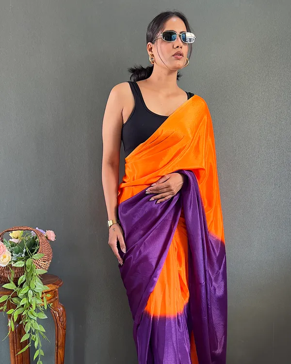 Orange_And_Purple_Color_1-Minute_Ready_To_Wear_Georgette_Saree_With_Blouse_Piece