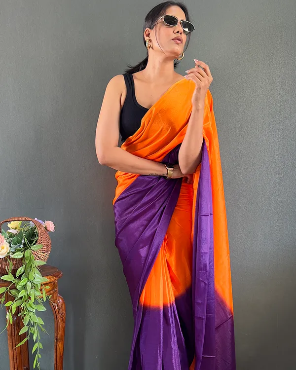 Orange_And_Purple_Color_1-Minute_Ready_To_Wear_Georgette_Saree_With_Blouse_Piece