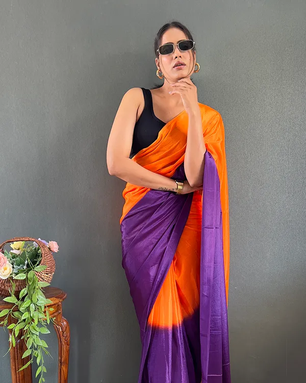 Orange_And_Purple_Color_1-Minute_Ready_To_Wear_Georgette_Saree_With_Blouse_Piece