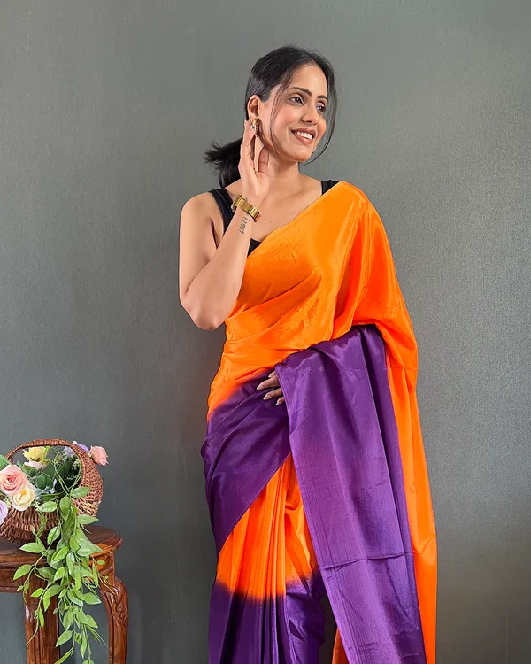 Orange_And_Purple_Color_1-Minute_Ready_To_Wear_Georgette_Saree_With_Blouse_Piece